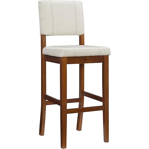 Linon FBA_ Milano Bar Stool, 18"W x 20"D x 45"H, Off-White