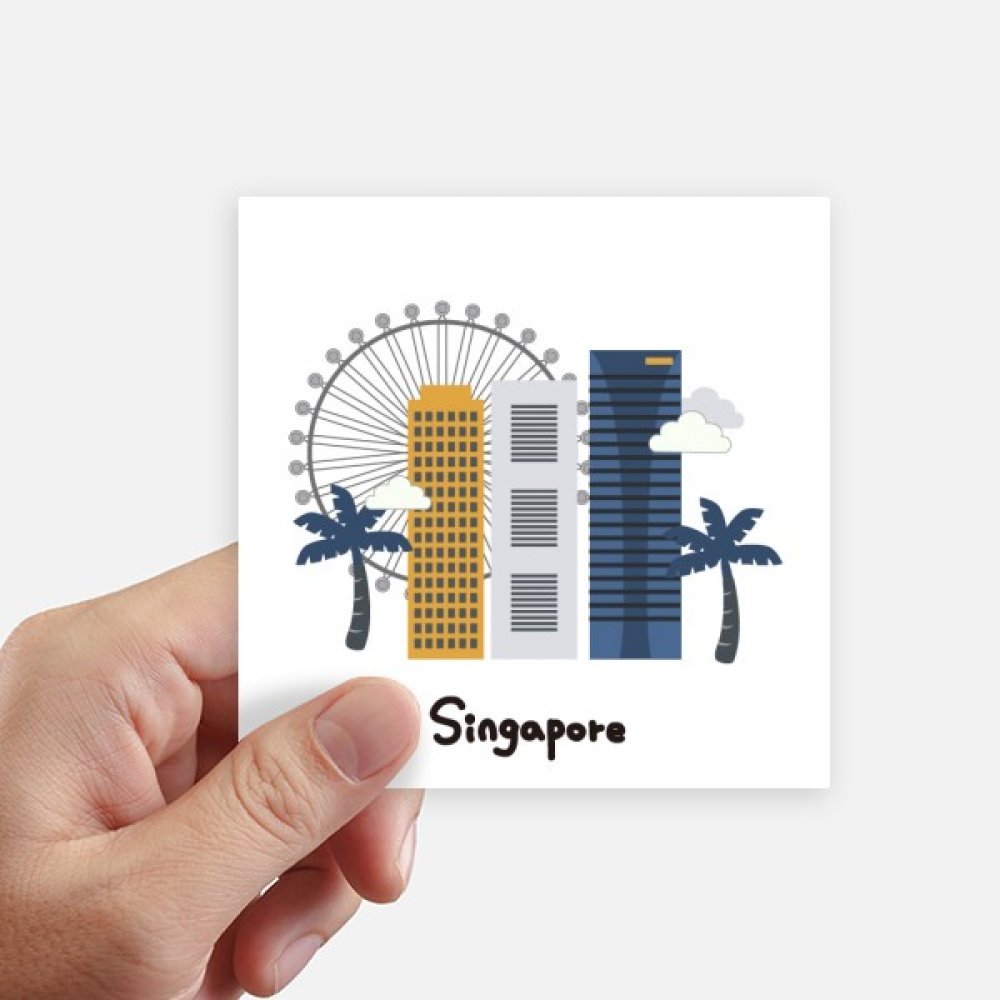 Autocollant carré Singapore Flyer 10CM sticker déco mur valise ordinateur portable 8pcs