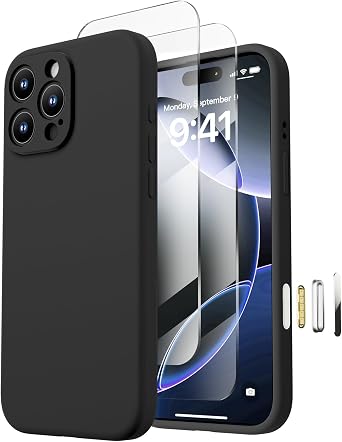 Magnetic for iPhone 16 Pro Case, Compatible with MagSafe, with 9H Nano Screen Protectors, Full Camera Protection, Silicone Shockproof Microfiber Lining Phone Case 6.3", Black