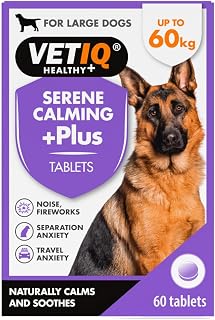VETIQ Serene-UM Xtra Calming Tablets (60 tablets). Dog Calming Treats for large dogs over 20kg. Natural Dog Anxiety Relief Supplements