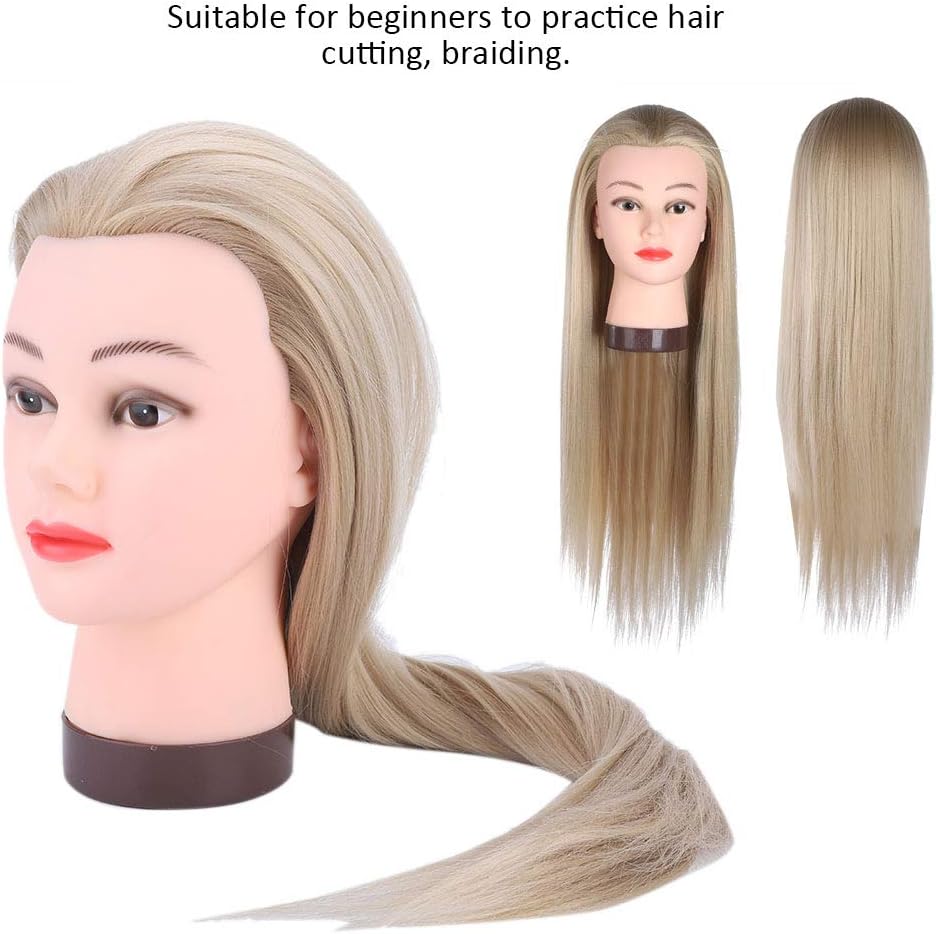 Mannequin Head with Hair Seamless Design for Cutting and Braiding Practice for Hairstylists and Students, 29.5inch Chemical Fiber Gold Yellow, Suitable for Beginners