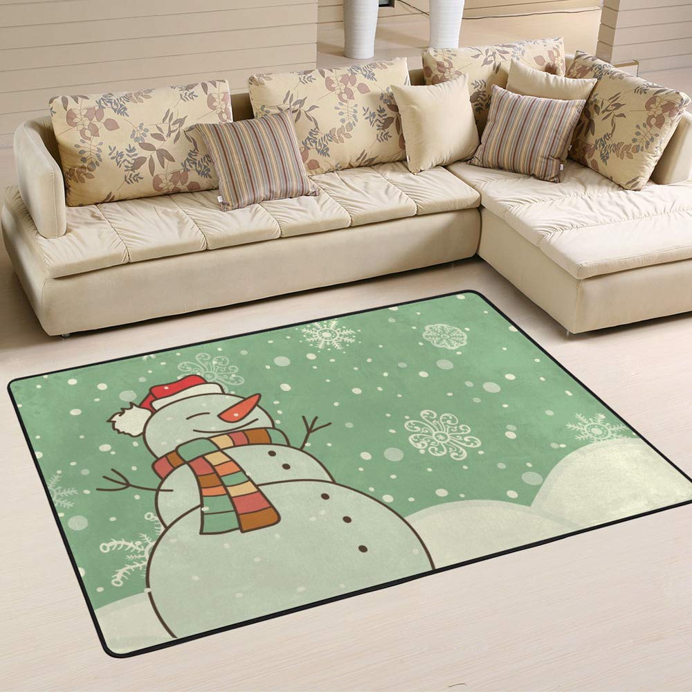 Tapis de Noël vert avec bonhomme de neige Ruchen pour réchauffer vos soirées au salon