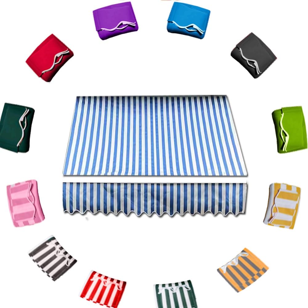 Tessuto di ricambio per tenda da sole 3,5 x 3,5 m, impermeabile, retrattile, tenda da sole, riparo, blu, soluzione per tende da esterni (3 x 1,5 m)