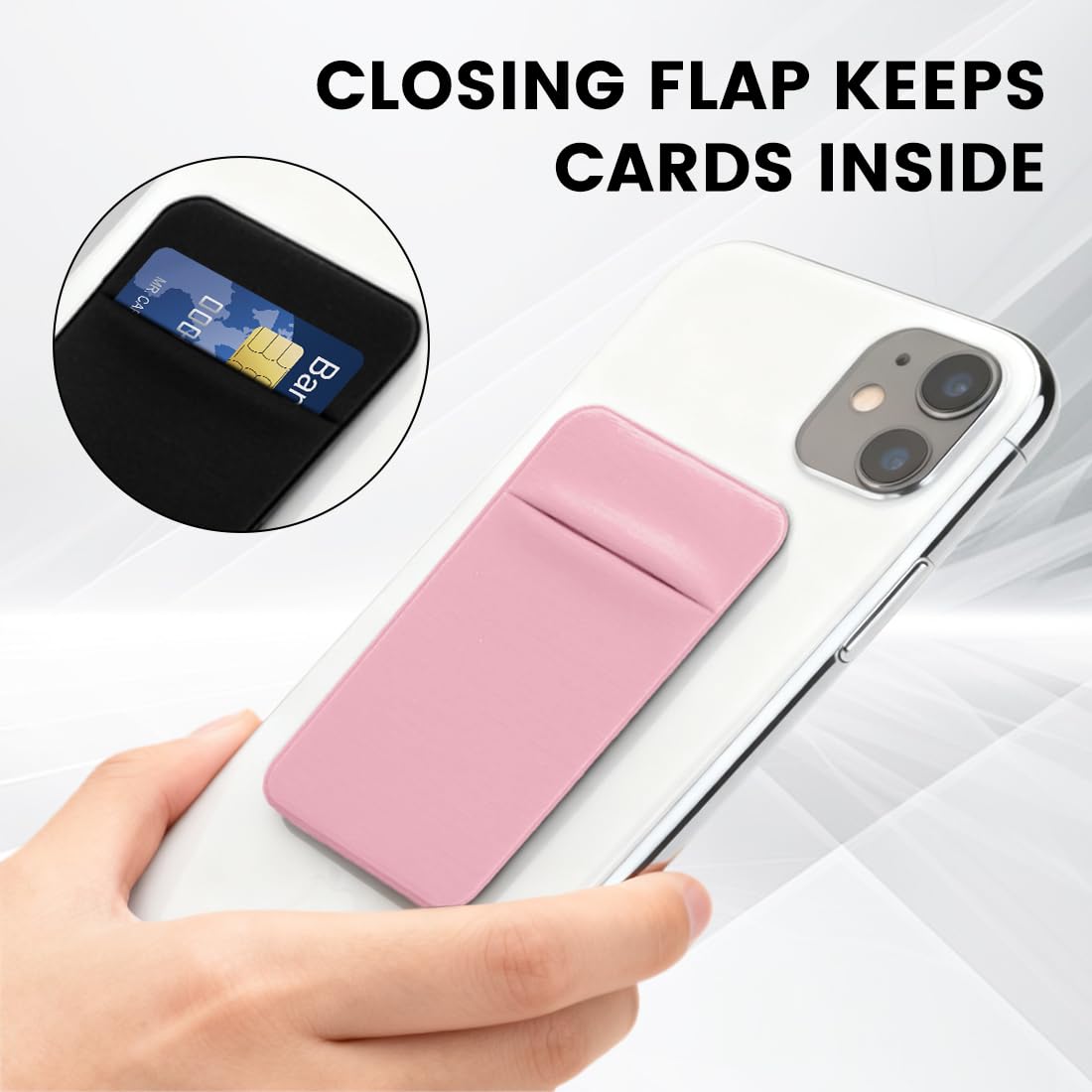 Porta Carte Telefono Portafoglio Adesivo Per Cellulare, Porta Carte Di Credito E Contanti - Pratica Custodia Stick-on In PVC Nero Pocket 3