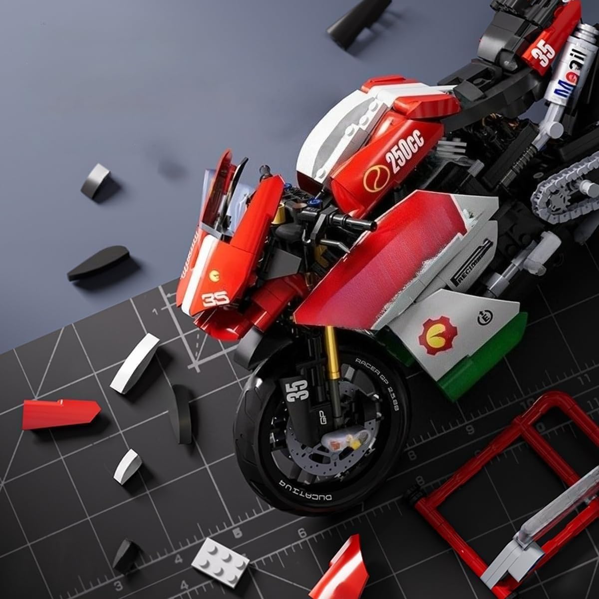 JUCYJULY Kit de Bloc de Construction Moto, 863 Pièces MOC Jeux de Construction Brique Moto Modèle, Maquette de Technic Moto Techniques pour Adultes Enfants Cadeau Jouet