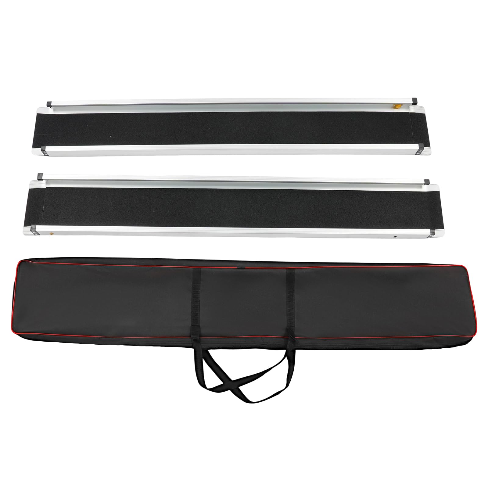 Rampa para silla de ruedas (2 unidades, 244 cm, aluminio, con bolsa de almacenamiento, rampas telescópicas ajustables, hasta 300 kg), color plateado