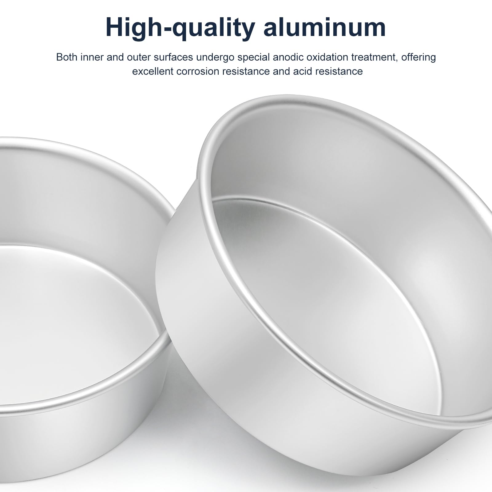 Backform Rund 3er Set Ø 15/20/26 cm, Runde Kuchenformen aus Eloxiertem Aluminium für Backen, Silber