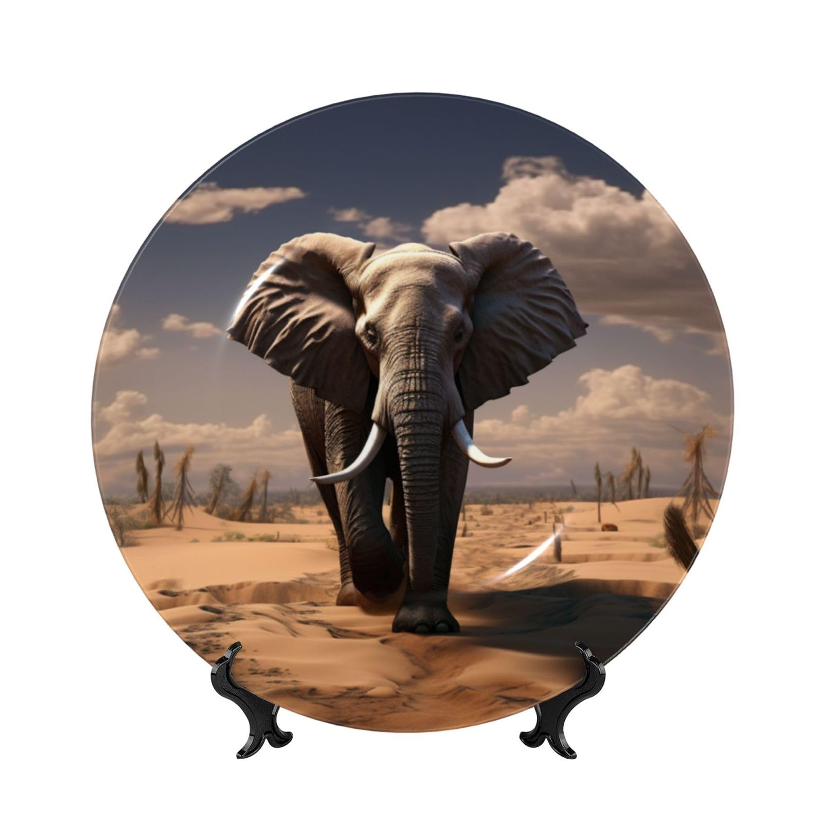 Assiette en porcelaine anglaise 15cm éléphant fait main luxe