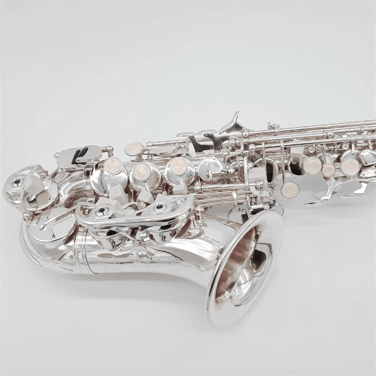 Saxofones Saxofón Curvo Profesional De Plata BB Patrón Tallado Profundo Saxofón De Instrumento Francés