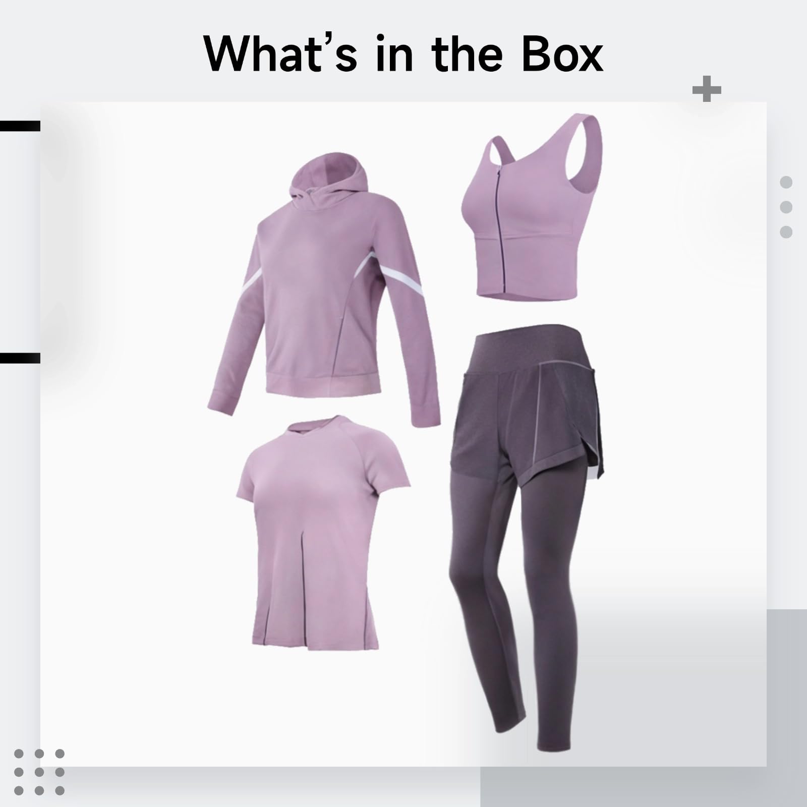 Set per pilates e yoga da donna, nero, 4 pezzi, taglia XXL, giacca, top reggiseno, pantaloncini e pantaloni, traspirante, anti-pilling, perfetto per 1,5 m a 1,5 m, 28,9 cm, da 110 a 330