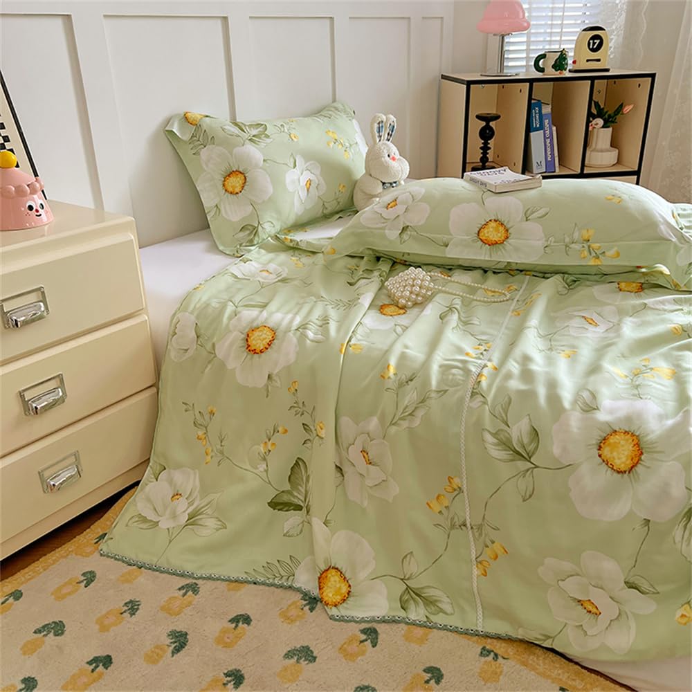 Fansu Colcha Boutí Cama 90/135/150 Estampada para Verano y Entretiempo - Fina Suave Microfibra - Cubrecama Rellenos Ligero y Transpirable (Magnolia Blanca,180x200cm)