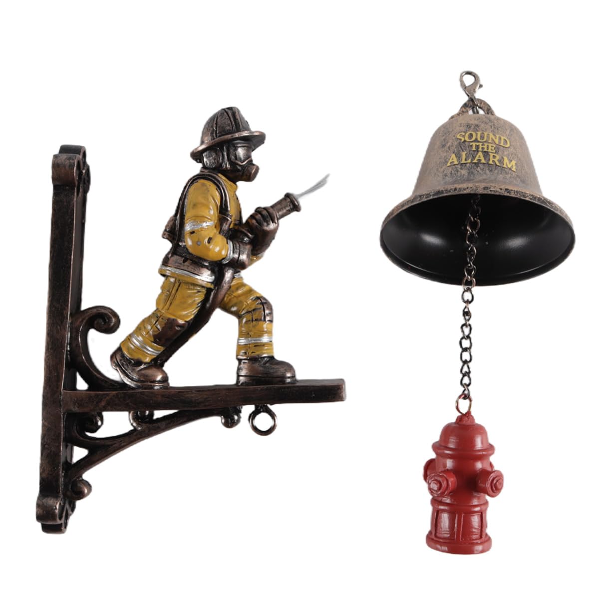 Durlo Vintage Firefighter Doorbell Hanger – Decorative Bell, Stylish Accent for Front Door, Porch & Wall
