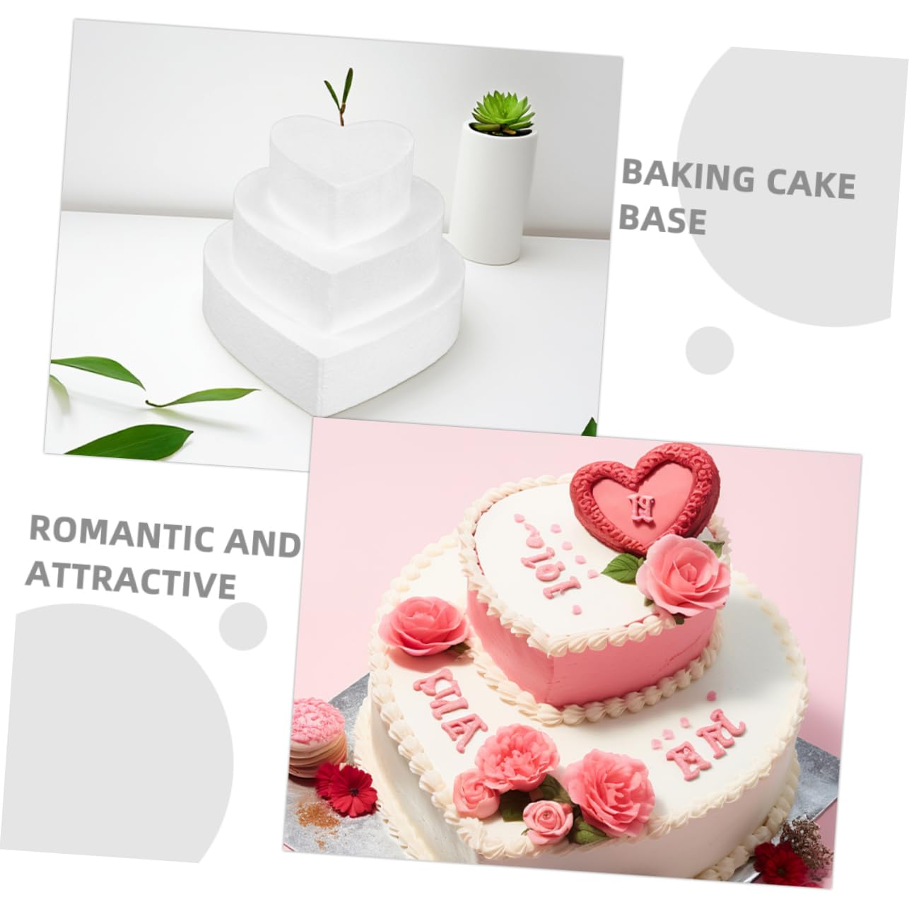3 Pièces Moule à Gâteau Mousse Blanc Forme de Cœur pour Décoration de Gâteaux Pratique de Pâtisserie pour Saint Valentin et Mariage