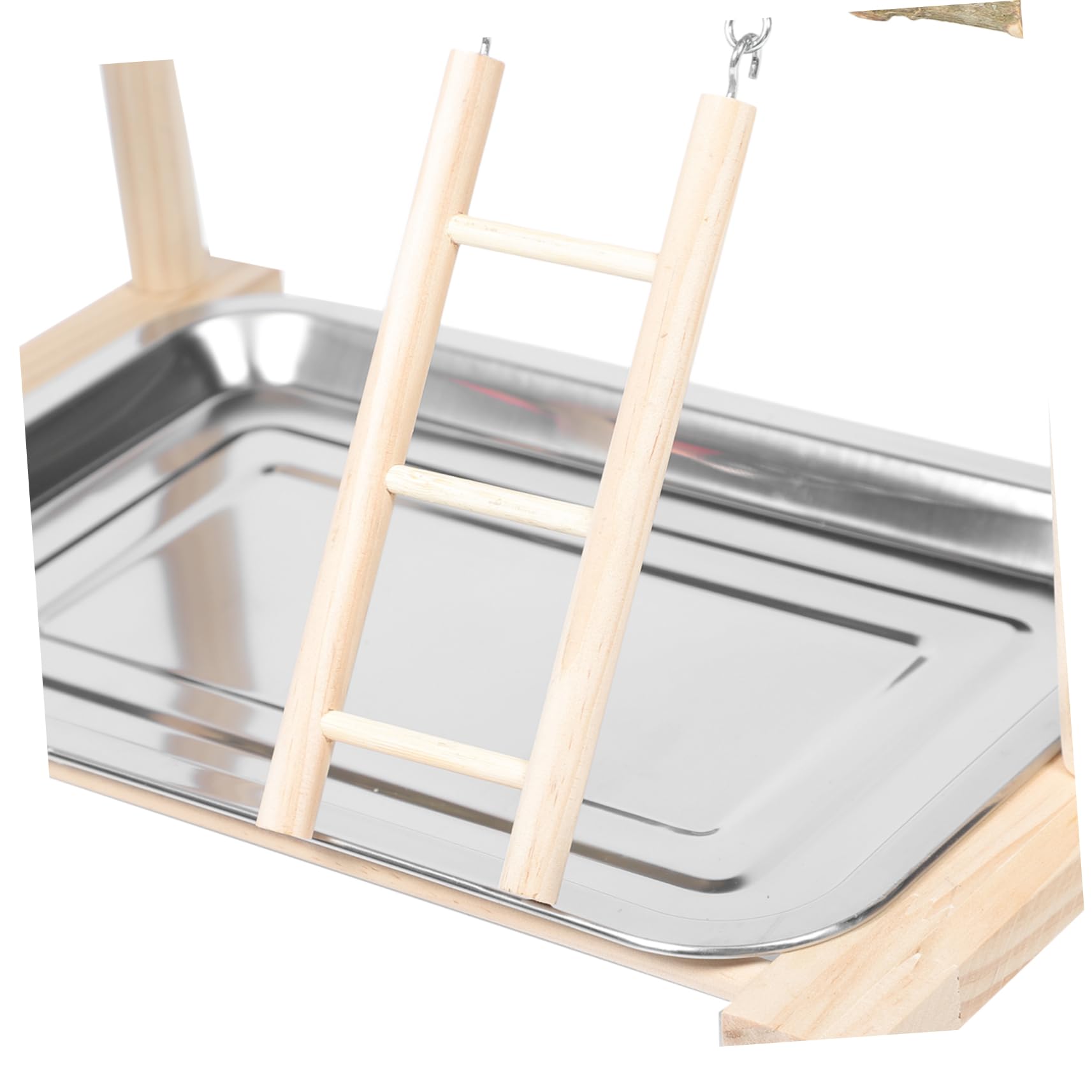 HEMOTON Parco Giochi per Uccelli Supporto per Pappagalli Ciotola per Alimentazione Piattaforma in Legno per Trespolo Supporto per Gabbia Accessorio per Pappagalli
