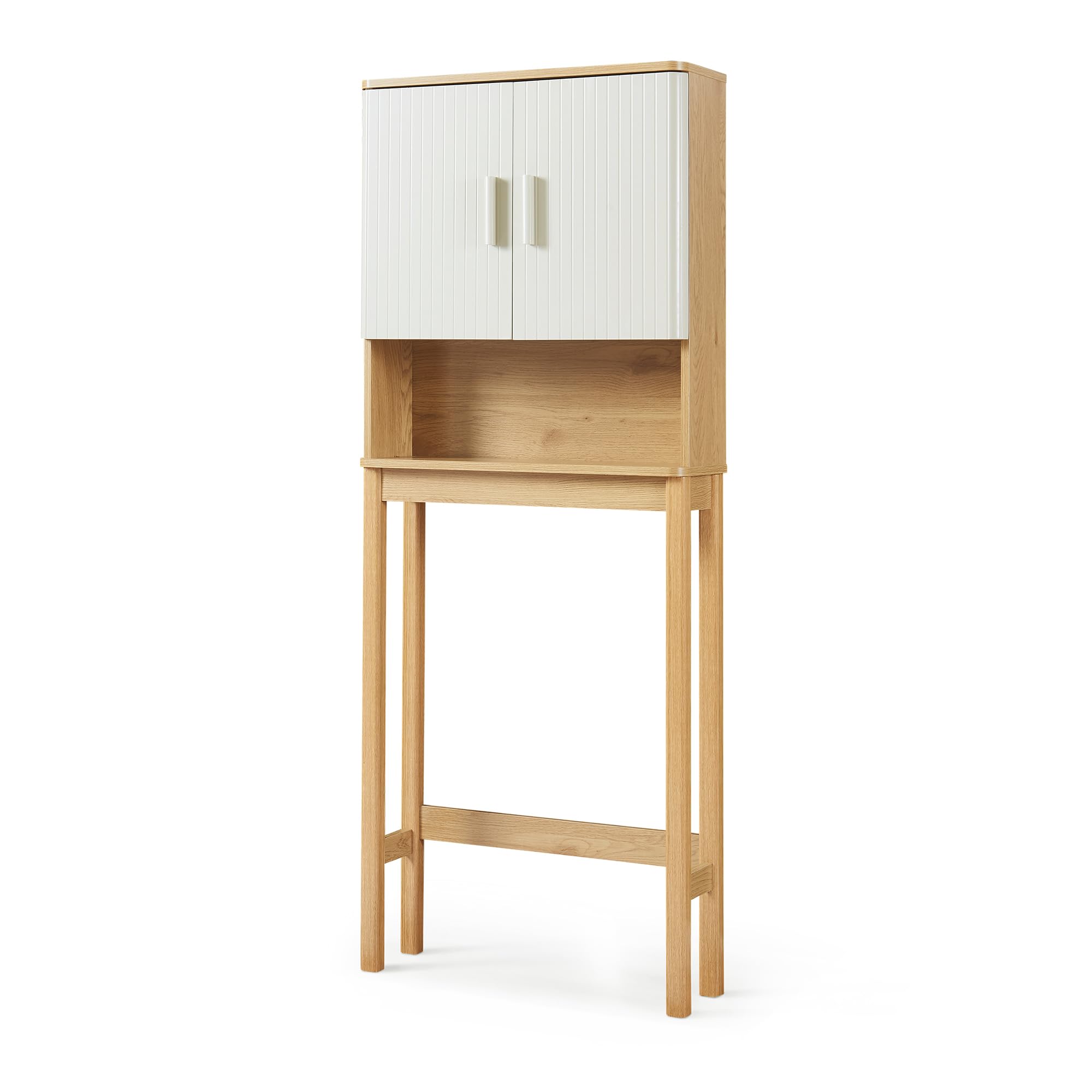 [en.casa] Armadietto sopra Gabinetto Sovrastruttura WC Mobile Bagno sopra WC con Ante e Scomparto Aperto 160x63x20 cm Effetto Rovere/Legno di Pino/Color Avena