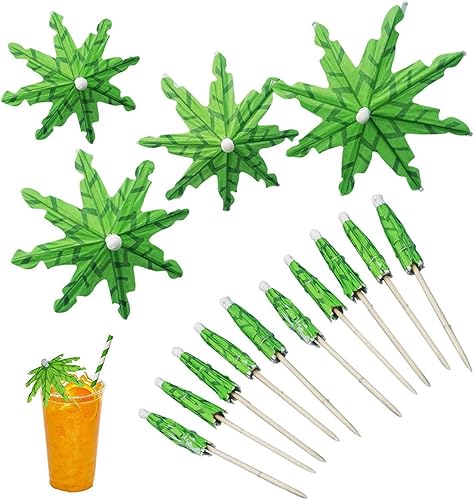 20 piezas de palillo de dientes de palmera de coco tropical verde, decoración adecuada para decorar varios tipos de alimentos