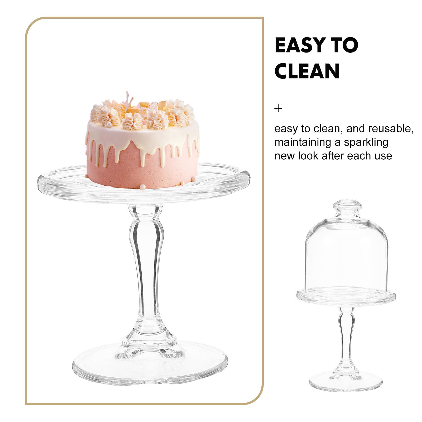 INOOMP Soporte para Tartas de Vidrio con Cúpula Elegante, Bandeja para Exhibición de Pasteles con Base Resistente, Mantiene Frescura y Fácil de Limpiar para Fiestas y Reposterías
