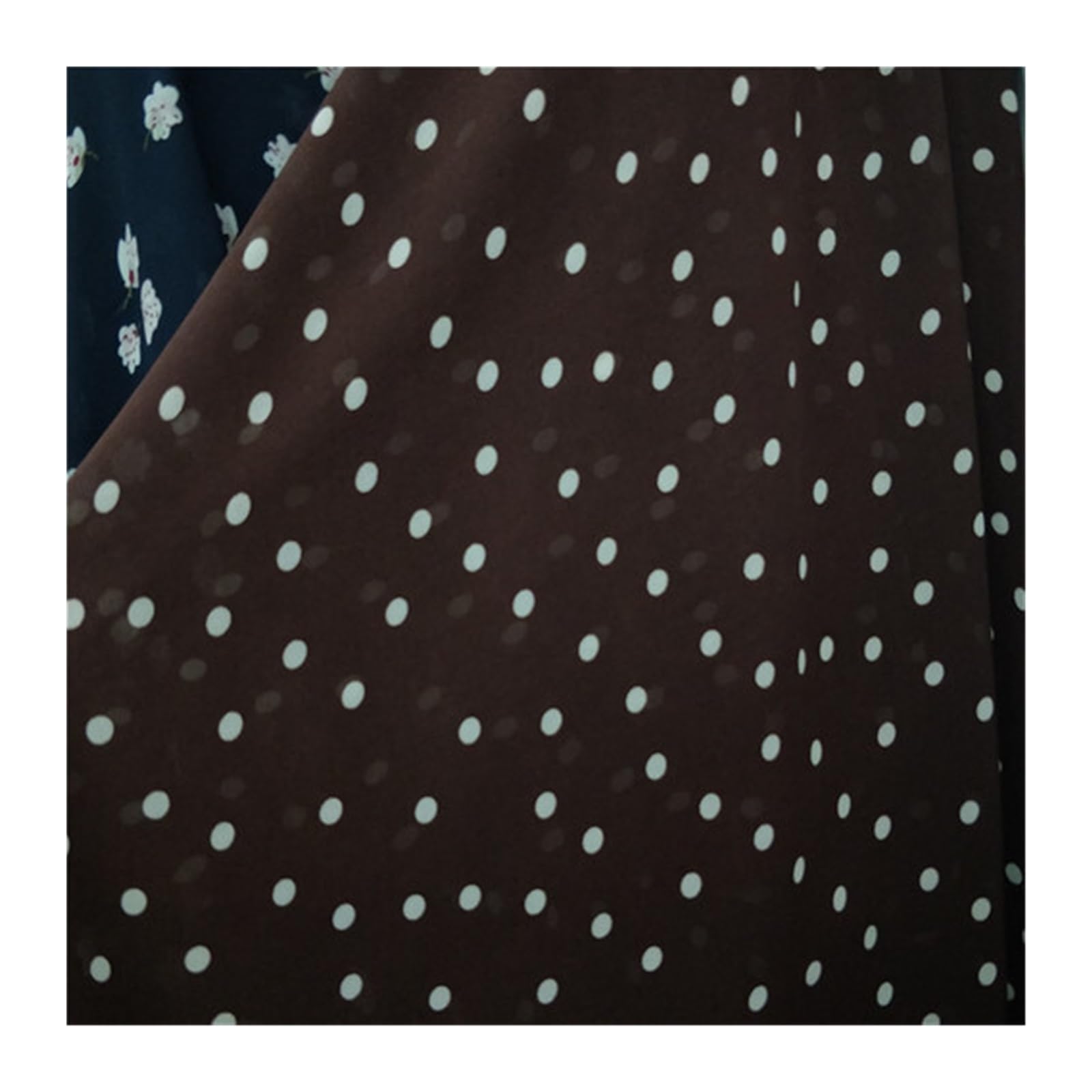 Polka Dots Fabric Polka Dots Pearl Chiffon Fabric By The Meter for Clothing Dresses Shirts Sewing Printed Drape Thin Soft Cloth(Deep White dot)