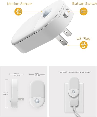 Miniatura 6 de LOHAS - Luz nocturna roja enchufable, luz nocturna con sensor de movimiento para niños, brillo ajustable, luz nocturna LED roja de 0.6 W, mini luz