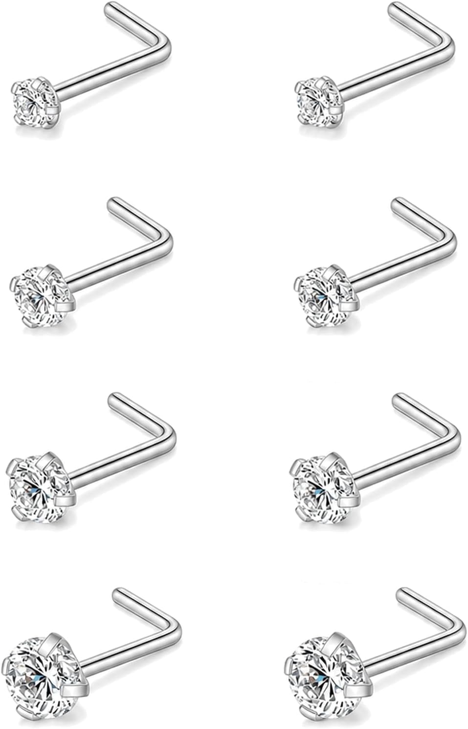 12PCS 18G Nose Ring Hoop 20G Nose Studs Sets, 316L Surgical Steel Hypoallergenic 14K Gold Plated CZ Hinged Clicker L Shape/Corkscrew Nose Studs Piercing Jewelry for Women Men