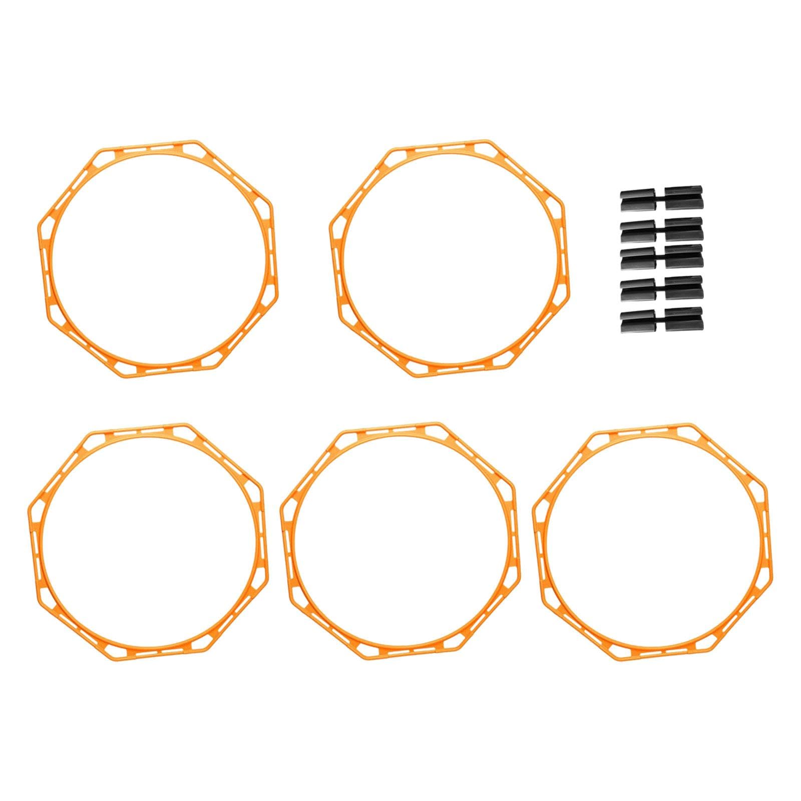 QSTDGVPW 5X Octagonal Agility Rings Agility Footwork Training Outdoor Exercise Rings 19.69inch for Practice Games, Orange