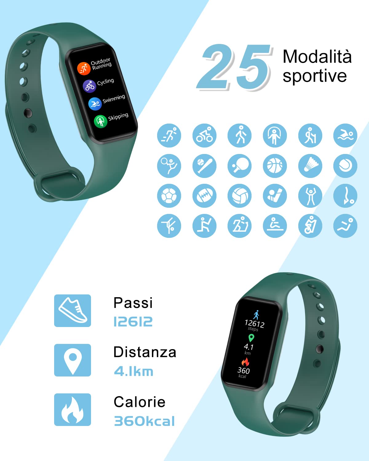 IOWODO R1 Smartwatch uomo donna con ossimetro (SpO2) Monitor Contapassi frequenza cardiaca Sonno Pedometro,Smart Watch donna uomo con notifica messaggi,IP68 impermeabile per Android iOS (2 cinturini)