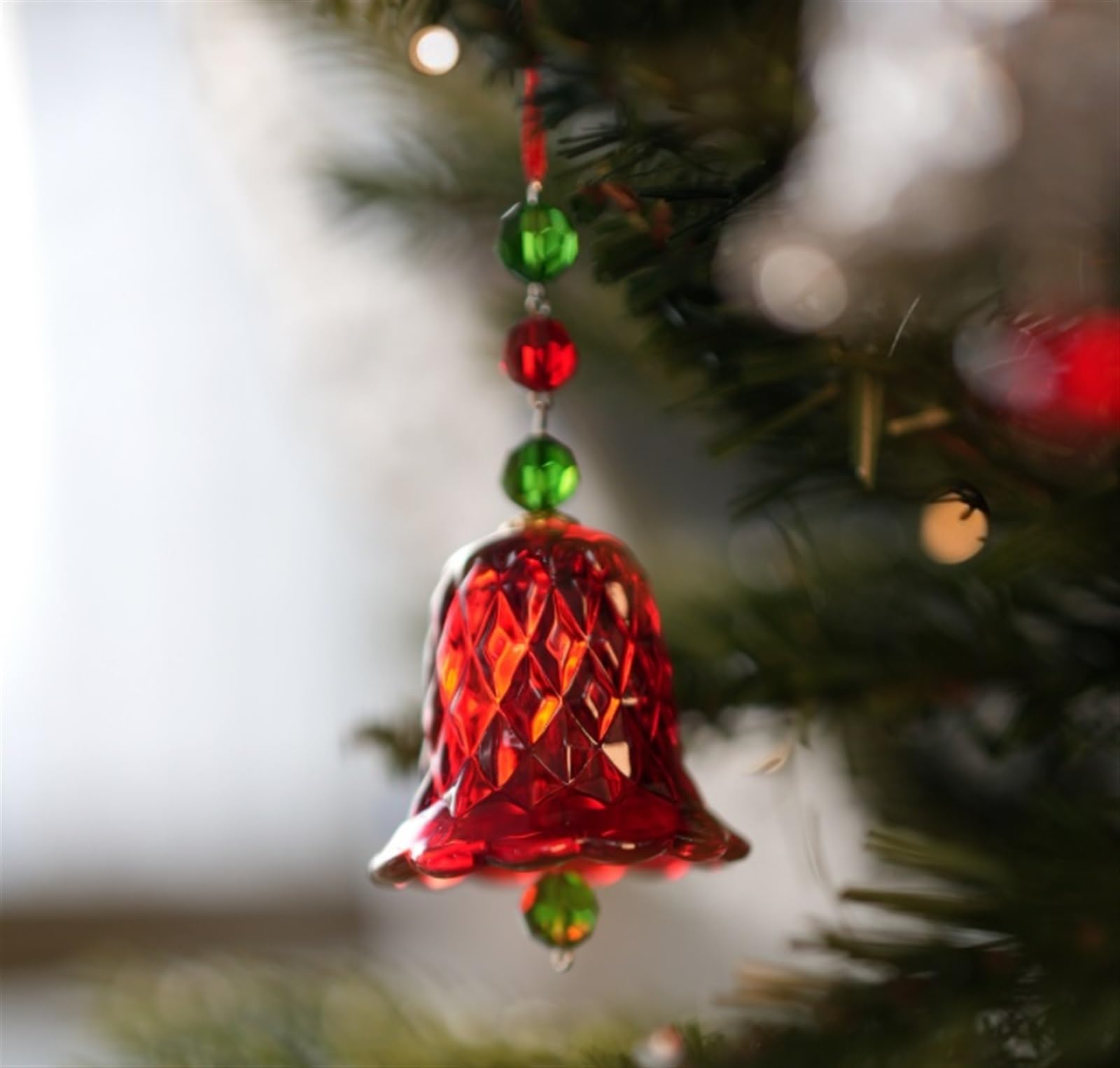 Campanelle Natale Ornamenti Scintillanti di Campane Natale Albero Ciondoli Cristallo for La Decorazione Decorazioni(Rot)