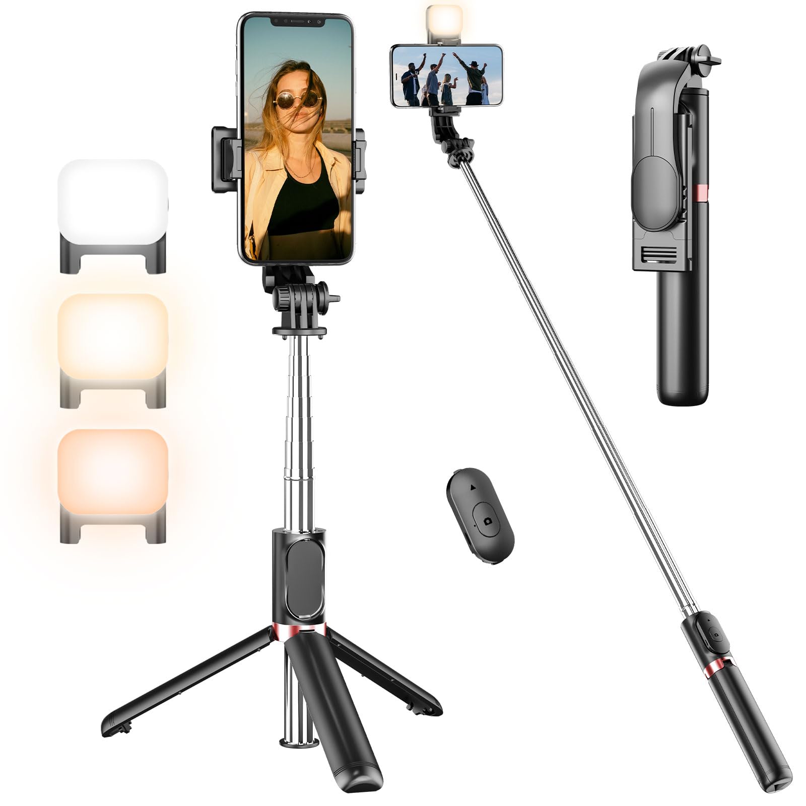 Selfie Stick Tripod with Fill Light, Extendable Selfie Stick & Flexible Phone Tripod Stand with Wireless Remote, Compatible with iPhone/Samsung, etc. (B09C5QBSF2) Amazon Price History, Amazon Price Tracker