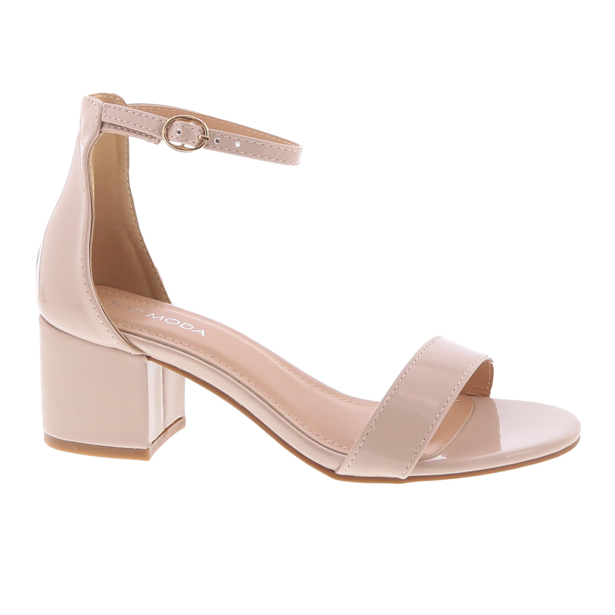 TOP Moda Darcie-1 Ankle Strap Dressy High Heel Sandal, Non-slip Sole, For Wedding, Party, Prom, Evening Wear, or Any Occasion, Sleek Style Block Heel