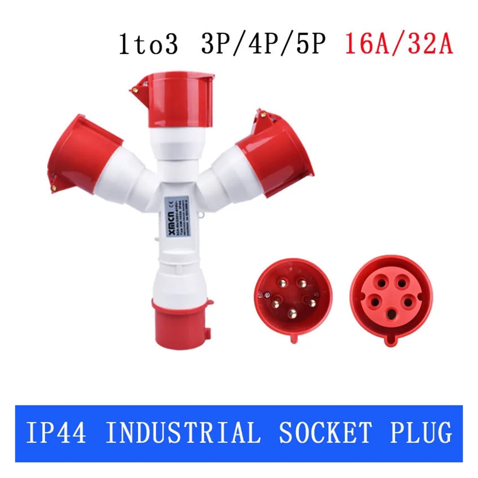 Enchufe industrial impermeable y a prueba de polvo, 1 entrada, 3 IP44 3P/4P/5P, enchufe de tres vías 220V 380V enchufe de tres vías (3P 32A)