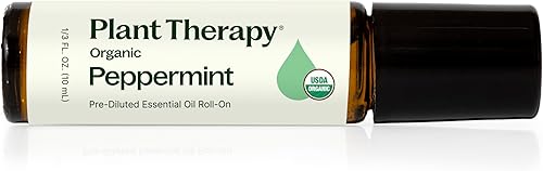 Plant Therapy Aceite esencial de menta orgánico 100% puro, prediluido roll-on roll-on natural, para tensión del cuello, molestias musculares y