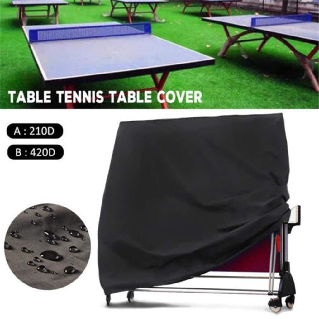 Telo da Ping Pong Impermeabile all'aperto, Antivento, Anti-UV, Resistente agli Strappi, Resistente agli Strappi, Copertura per Tavolo da Ping Pong, Interno/Esterno (165 × 70 × 185 cm) - Nero