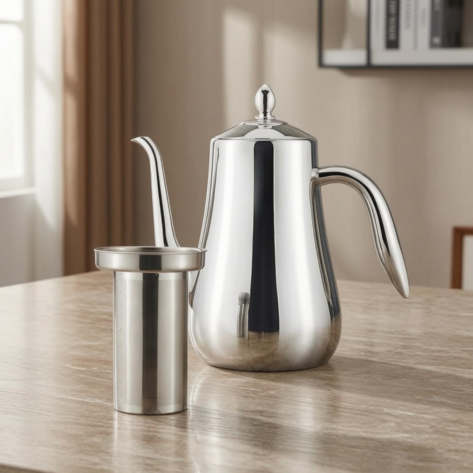 Tetera con Cuello Cisne Antioxidante Hervidor con Filtro Menaje para Cocina, 1550ml