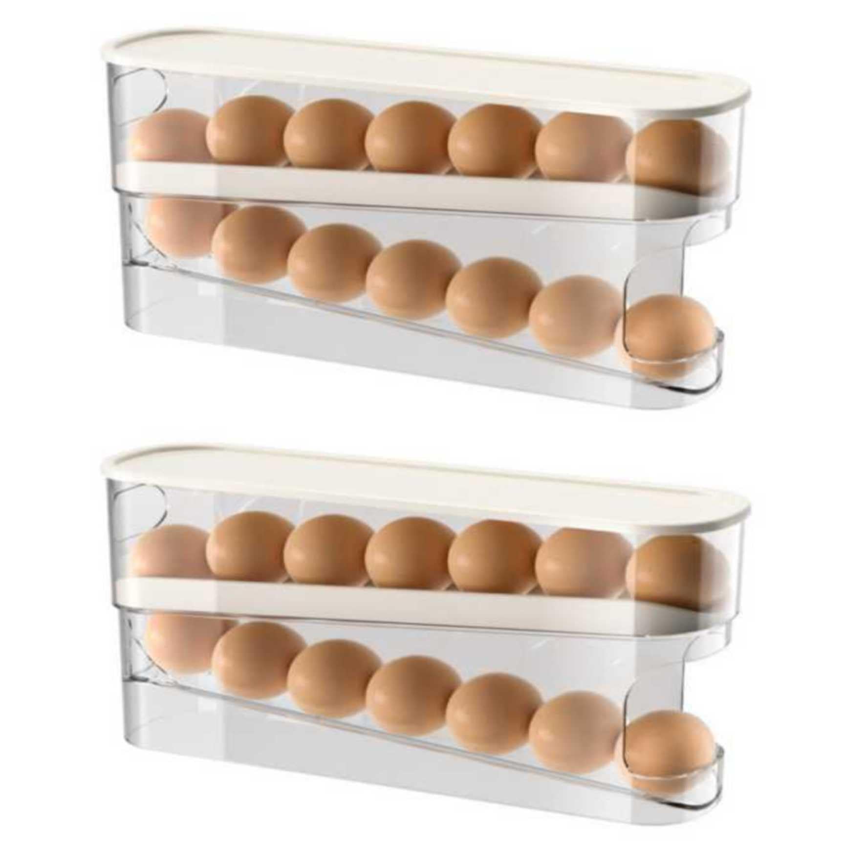 huevera, Rejilla for huevos con ruedas automáticas, refrigerador, caja de almacenamiento for, dispensador que ahorra espacio, compatible, rejilla for for cocina, gabinete encimera(2pcs)