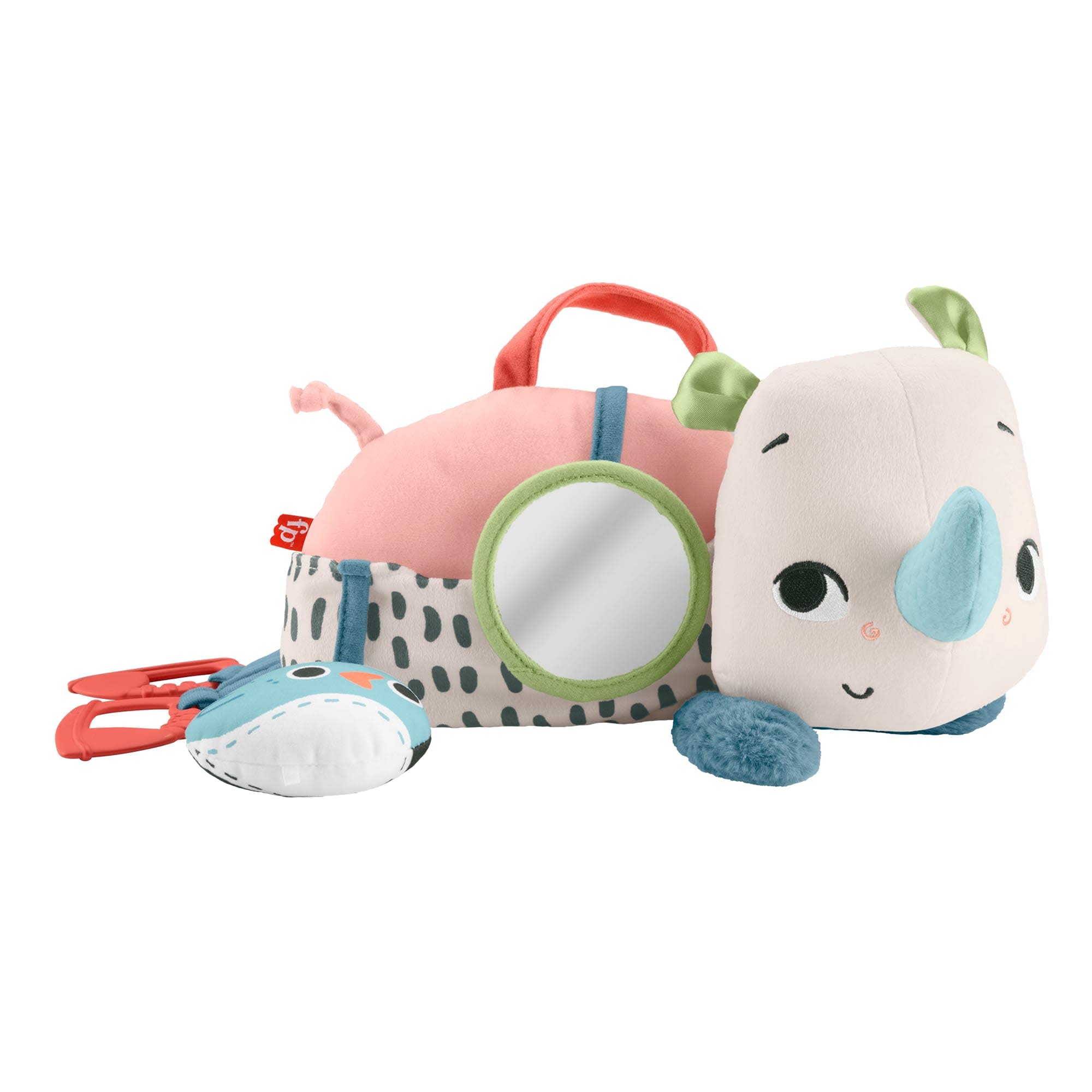 Fisher-Price Spielzeug für Neugeborene Planet Friends Neugieriges Bauchlage-Nashorn Plüschtier mit sensorischen Aktivitäten für Babys ab 0 Monaten, HYR55