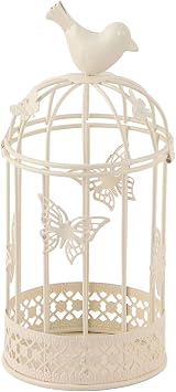 shenruifa Vintage Bird Cage Candle Holder, Hollow Out Metal Candlestick with Bird Decor for Home Tabletop Wedding Decorations