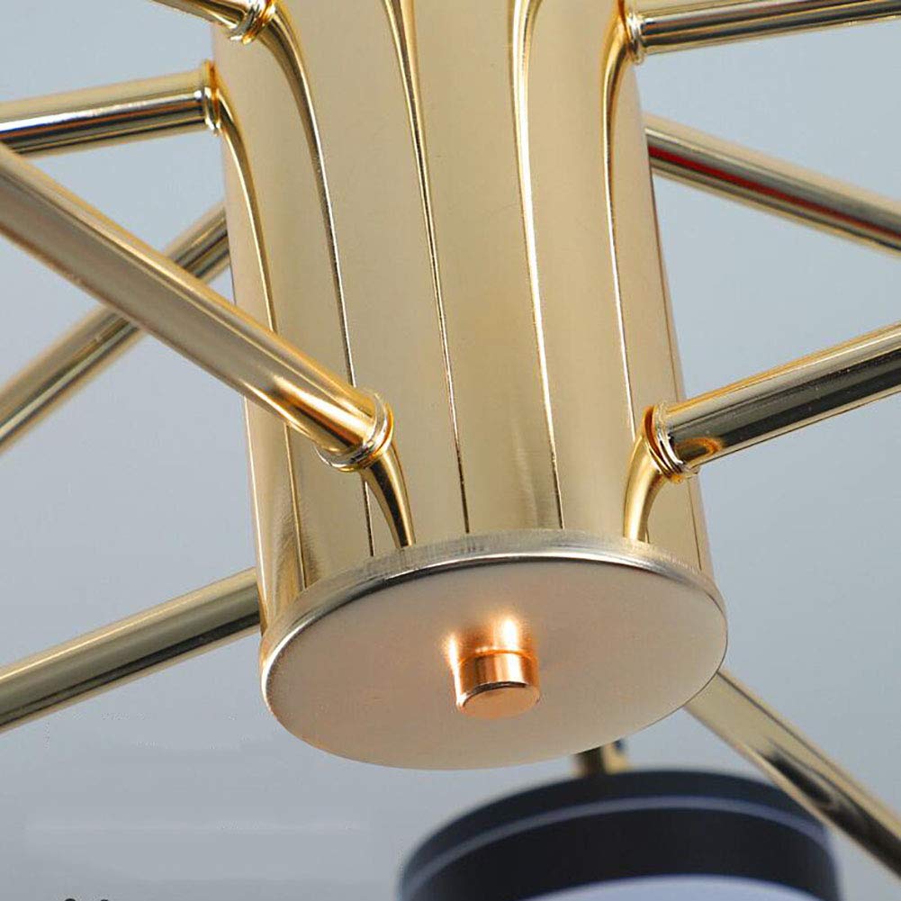 Oświetlenie dekoracyjne do salonu, sypialni, jadalni, biura, pokoju gościnnego, prostego nordyckiego żyrandola LED, nowoczesna, minimalistyczna i luksusowa lampa wisząca - 12 złotych i czarnych główek