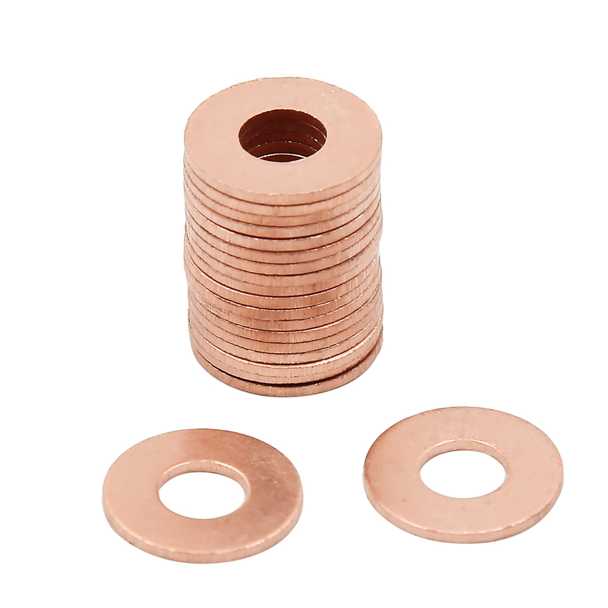 X AUTOHAUX 20 Pcs 6mm Inner Dia Copper Washers Flat Sealing Gasket Ring
