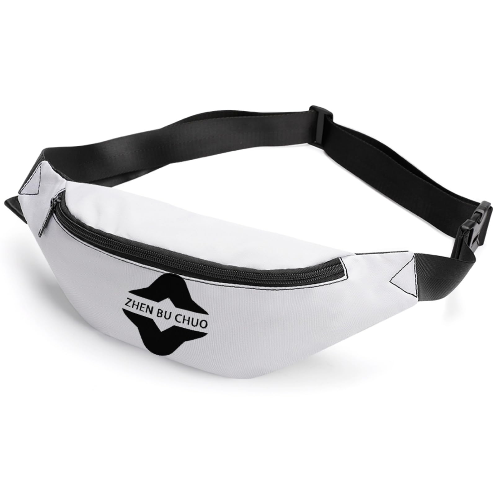 ZHEN BU CHUO Badger Unisex Waist Pack, Fanny Pack with Adjustable Strap, White