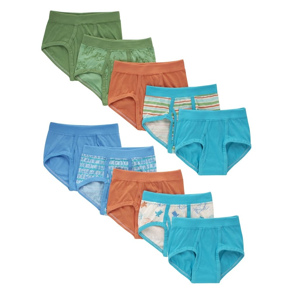 Hanes Toddler Boys' Underwear, Pure Comfort 100% Cotton Brief Underwear, 10-Pack, Assorted, 4T