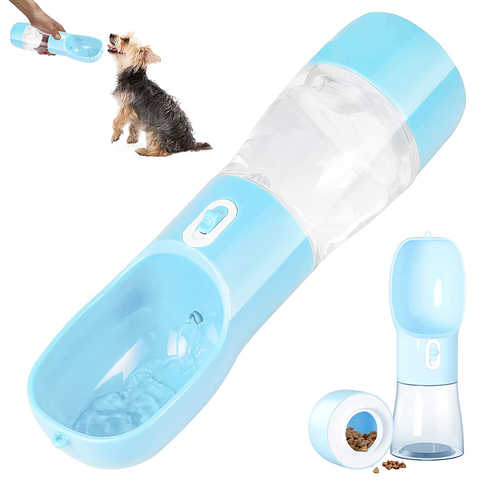Showay Portable Pet Water Bottle For Walking And Traveling 3 In 1 Food Container Dogs Cats Drinking Lightweight Leak Proof