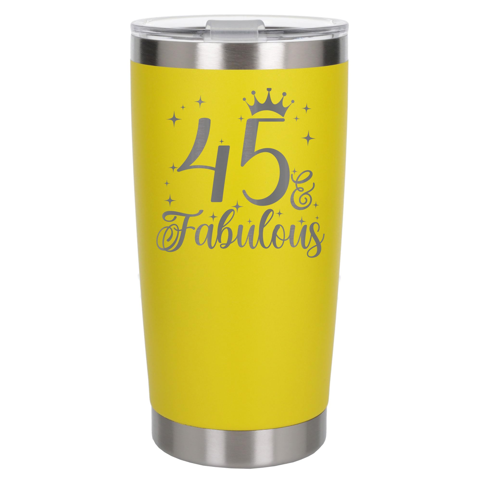 Always Looking Good 45th Birthday Gift 45 & Fabulous Engraved Insulated Travel Mug Gift for Her Present for 45 Year Old Yellow Thermal Coffee Flask Travel Mugs with Lids