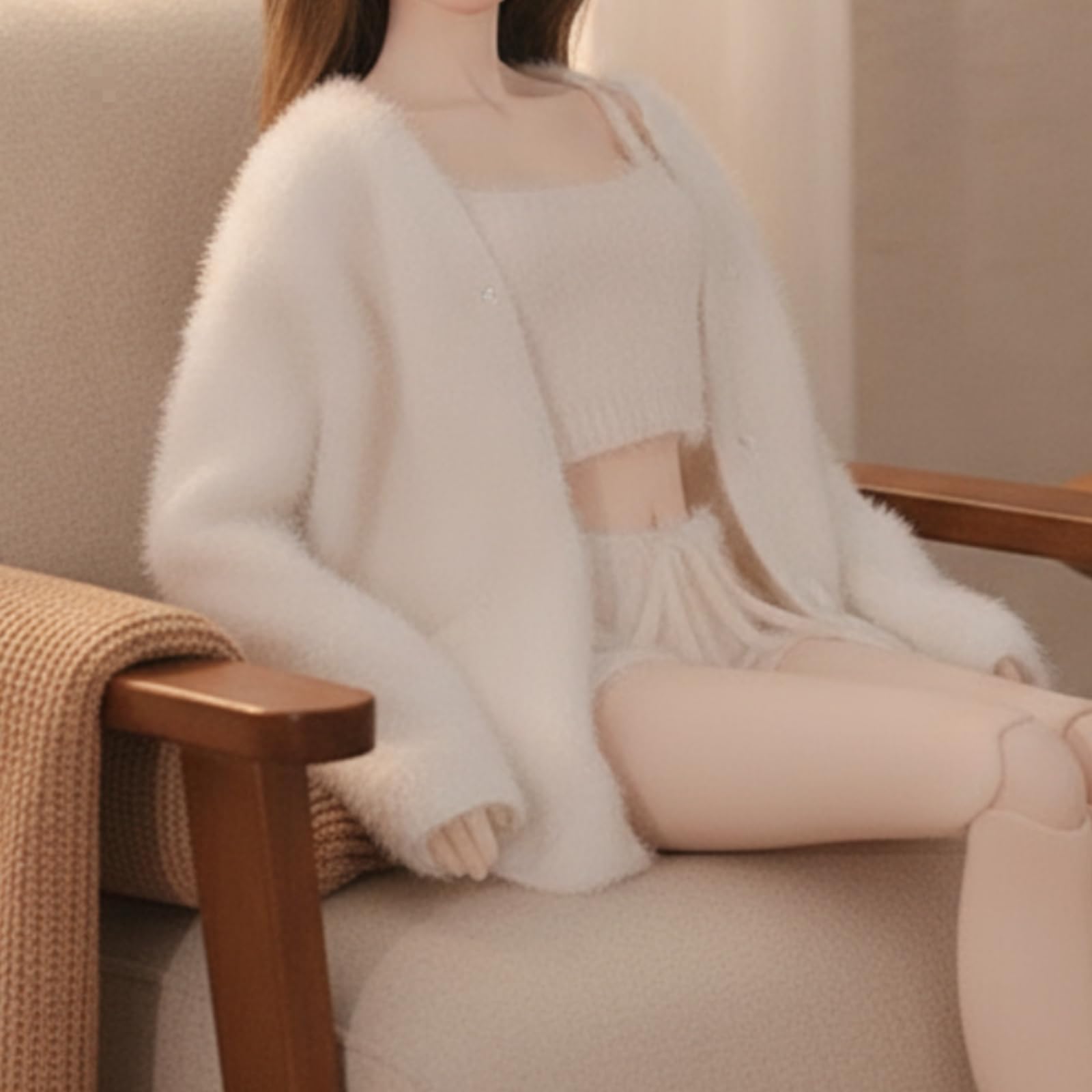 Qianly Ropa Muñeca a Mano Esponjoso para Exhibición , Azul Cielo