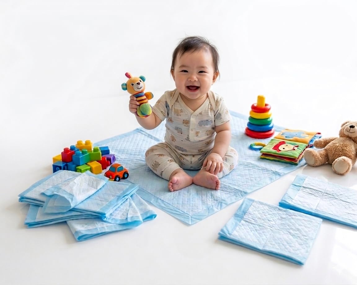 Disposable Baby Underpads for Newborn & Infants | Super Absorbent Leak-Proof Changing Mats | Ultra Soft Waterproof Anti-Bacterial Bed Protector Dry Sheets for Babies | Medium Size 60x45 cm,Pack of 80-image-33