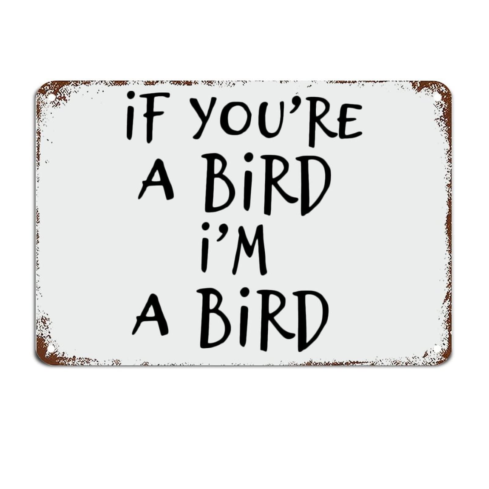 If You're A Bird I'm A Bird Signs with Funny Quotes Aluminum Motivational Wall Art Rustic Decorations Housewarming Gift 8 X 12 Inch