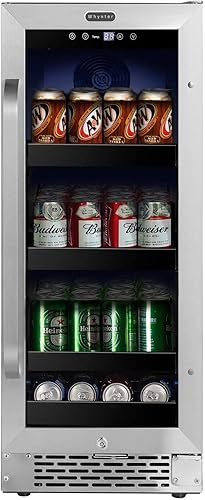 Whynter BBR-838SB Refrigerador de bebidas y refrigerador integrado de 15 pulgadas con vidrio, cerradura, puerta reversible, control digital y filtro