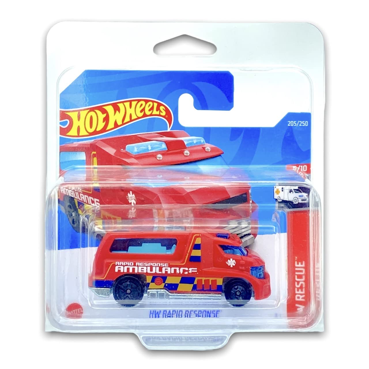 Hot WheelsHW Rapid Response (Red) 5/10 HW Rescue 2022 - 205/250 (Short Card) *** COMES IN A KLAS CAR KEEPER PROTECTIVE COLLECTORS CASE *** HCW35
