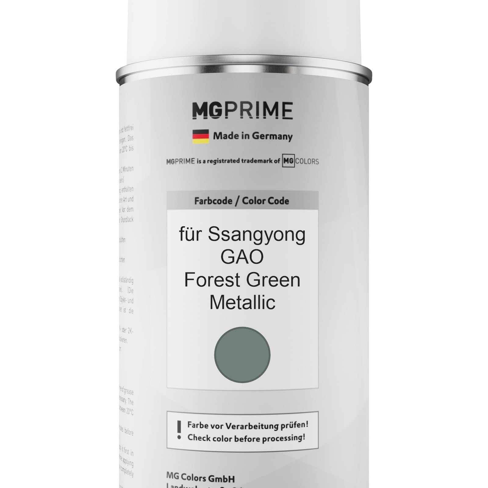 MG PRIME Autolack Set Spraydose für Ssangyong GAO Forest Green Metallic +2K