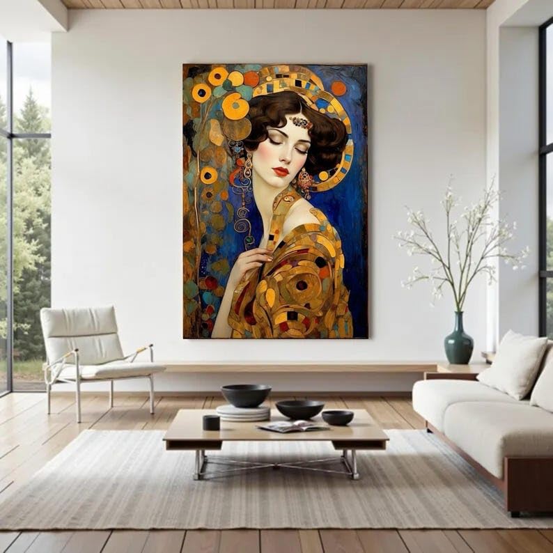 Femme en or affiche classique portrait abstrait décoration intérieure