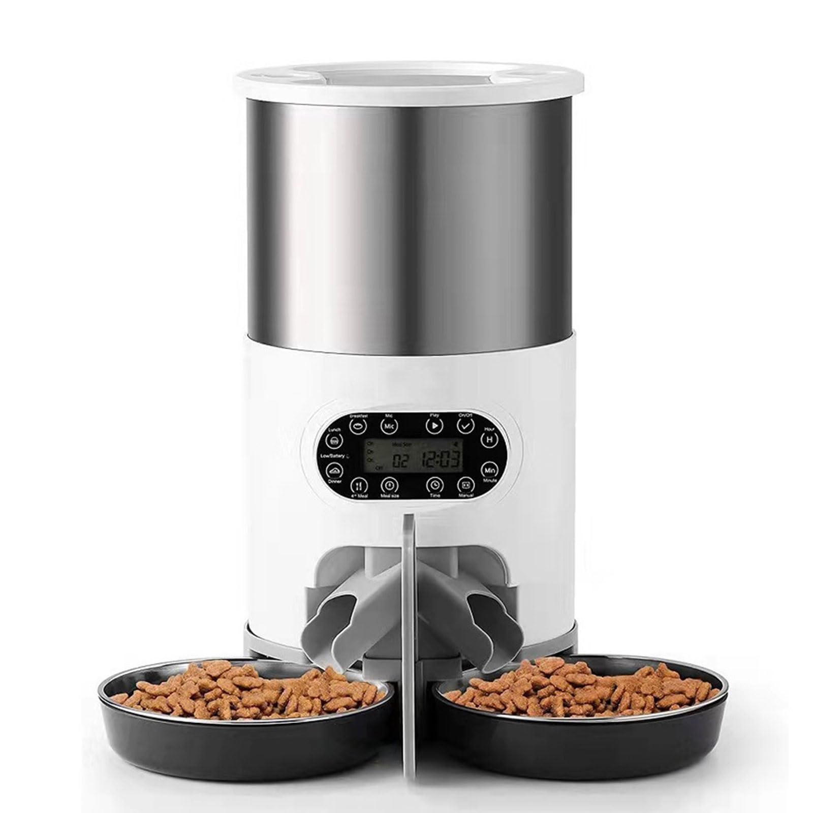 cat Feeder Stainless Steel Pet Feeder Smart Feeder Dual Power Supply Timed Quantity Single BowlDual Bowl Suitable Compatible